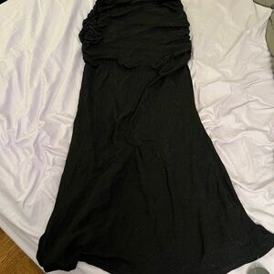 Klassy Network Black Women's Ruched Maxi Skirt